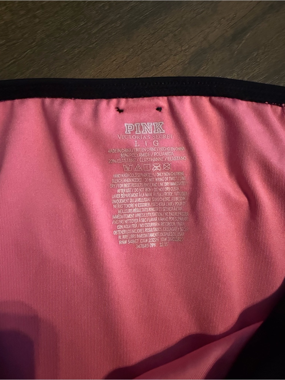 PINK Victoria's Secret Black Bikini Bottom with Pink Lining - Strappy Sides L - Picture 3 of 6